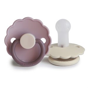 FRIGG Daisy - Round Silicone 2-Pack Pacifiers - Lavender Haze/Cream Size 2
